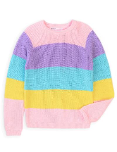 Bawełniany kolorowy sweter w paski