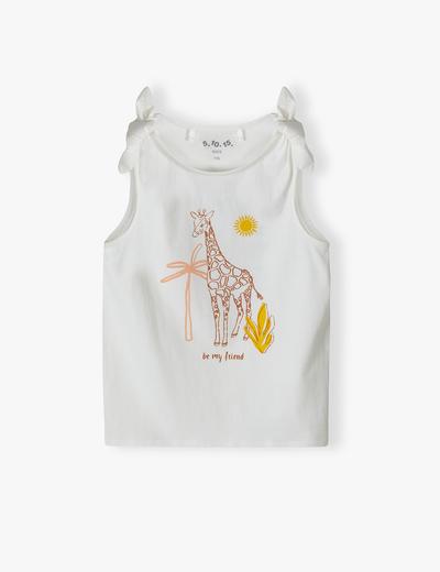 T-shirt bawełniany dla dziewczynki z żyrafą