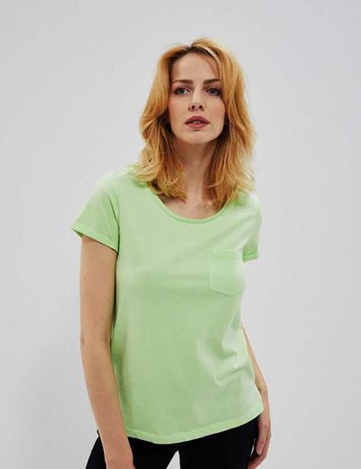 T-shirt damski z kieszonką jasnozielony
