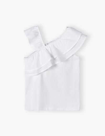 Bawełniany T-shirt z falbaną dla dziewczynki