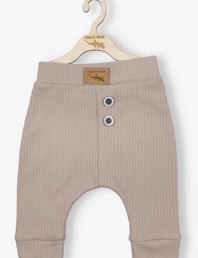 Spodnie niemowlęce z dzianiny prążkowej - brązowe - Lagarto Verde