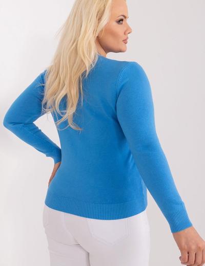 Klasyczny Sweter Plus Size Na Guziki niebieski