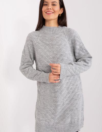 Szary sweter oversize ze ściągaczami
