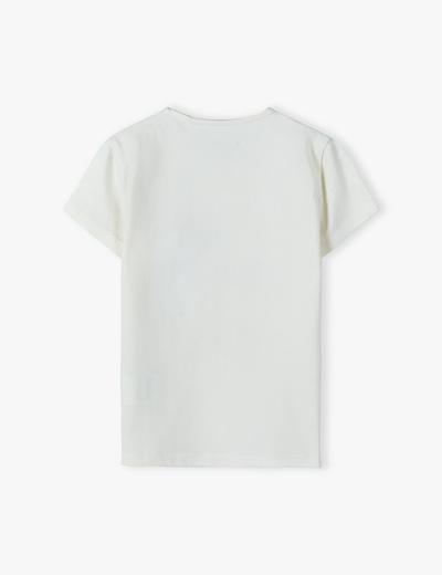 Bawełniany T-shirt z napisem dla dziewczynki - ecru