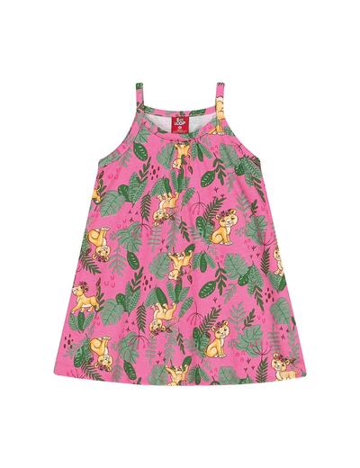 Bawełniana sukienka Safari z cienkimi ramiączkami - różowa
