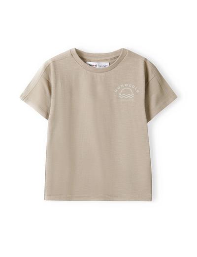 Beżowa koszulka bawełniana dla niemowlaka z napisami