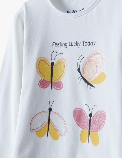 Bluzka dziewczęca na długi rękaw z motylkowa - ecru