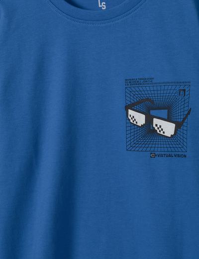 Niebieska bluzka z długim rękawem bawełniana- virtual vision