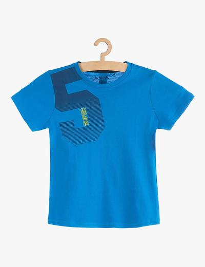 T-Shirt chłopięcy niebieski z nadrukiem