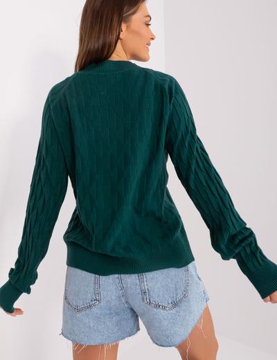 Ciemnozielony damski sweter klasyczny