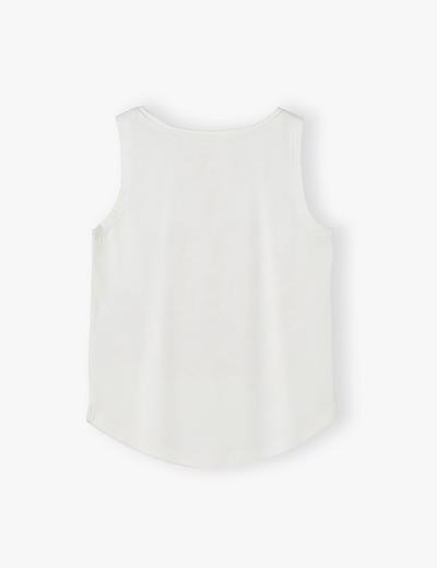 Biały t-shirt bawełniany dla dziewczynki bez rękawów