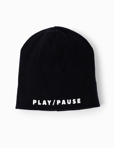Czapka chłopięca z napisem- Play/Pause