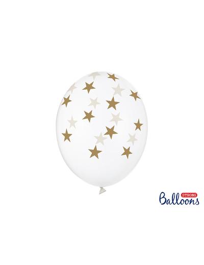 Balony 30 cm w złote gwiazdki - Crystal Clear 50 sztuk
