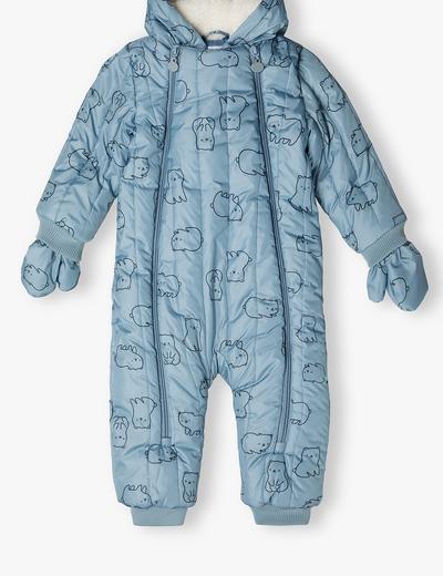 Kombinezon niemowlęcy we wzory - niebieski