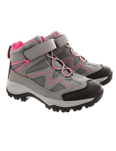 Szare buty trekkingowe dla dziewczynki na rzep