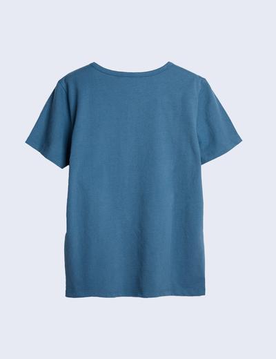 Bawełniany t-shirt z guzikami - niebieski - unisex - Limited Edition