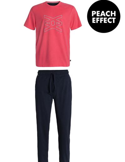 Piżama męska spodnie z długimi nogawkami + czerwony t-shirt Atlantic