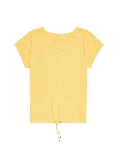 Bluzka damska koszulowa na krótki rękaw- zółta w kropki