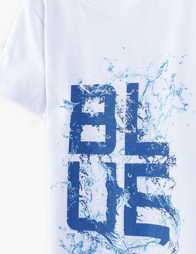 T-shirt chłopięcy  w kolorze białym z napisem- Blue