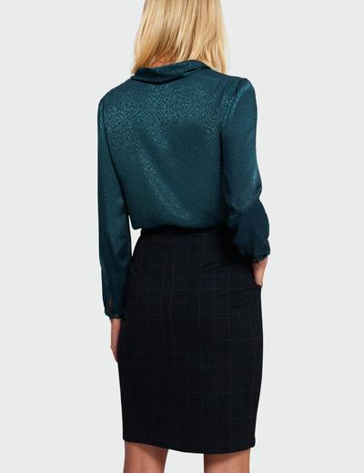 Elegancka bluzka damska z ozdobnym wiązaniem - zielona