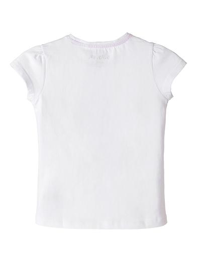 Biały dzianinowy t-shirt dla dziewczynki z kieszonką