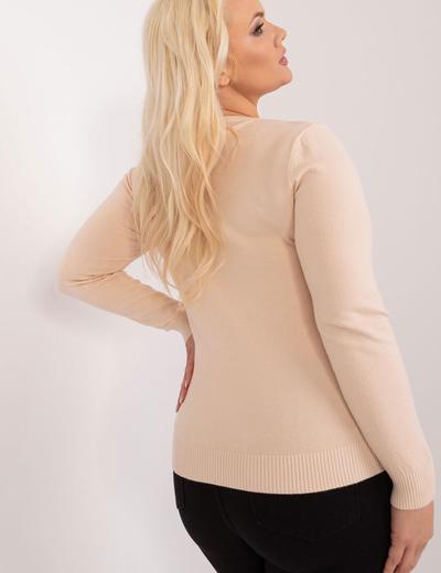 Klasyczny Sweter Plus Size Na Guziki jasny beżowy