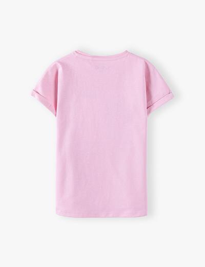 Bawełniany różowy t-shirt dziewczęcy z napisem Magic