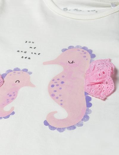 T-shirt niemowlęcy z konikami morskimi - ecru - 5.10.15.