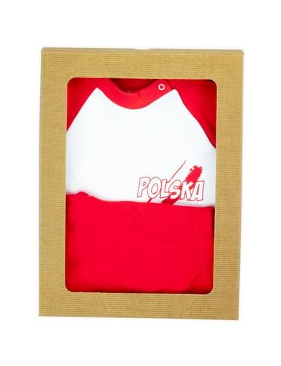Bawełniany komplet Strefa Kibica - bluzka + spodenki - biało - czerwony