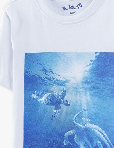 T-shirt chłopięcy w kolorze białym z nadrukiem Ocean Clean