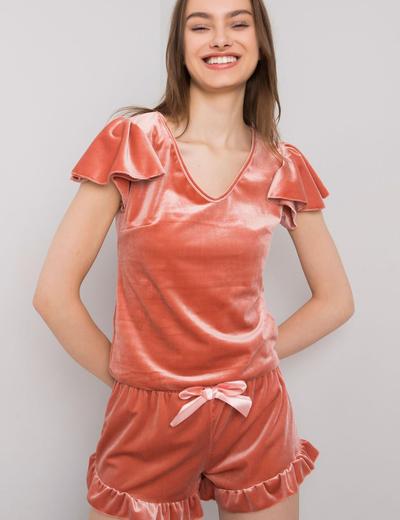 RUE PARIS Różowa piżama damska z weluru