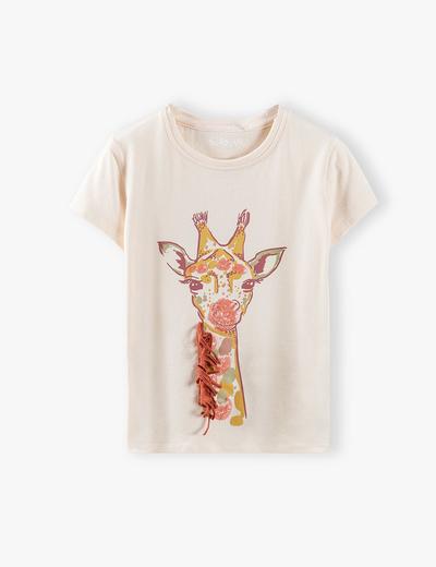 Bluzka dziewczęca z żyrafą - różowa