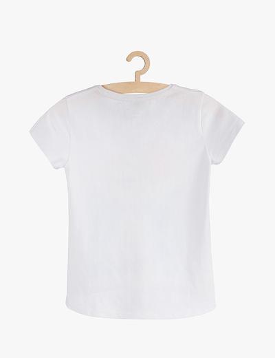 T-shirt dziewczęcy biały z kolorowym nadrukiem
