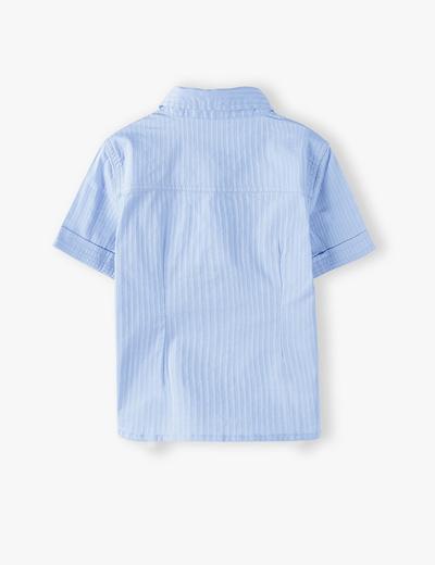 Elegancka koszula chłopięca z krótkim rękawem - niebieska