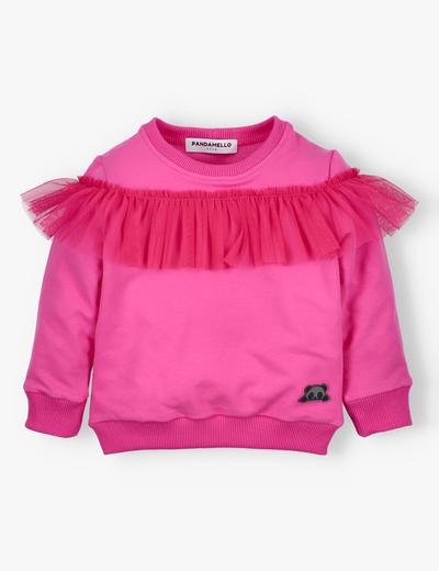 Różowa bluza dla dziewczynki z tiulową falbanką