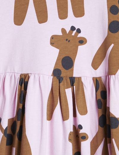 Bawełniany komplet ubrań dla dziewczynki - tunika w żyrafy, opaska, leginsy - Limited Edition