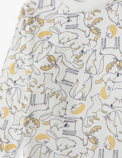 Bawełniana dwuczęściowa piżama chłopięca w zwierzaki - biała