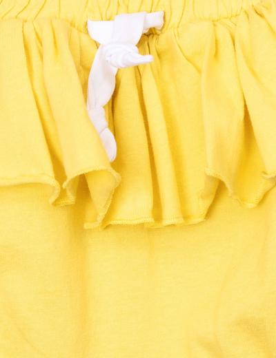 Szorty dziewczęce żółte z falbanką-bawełniane