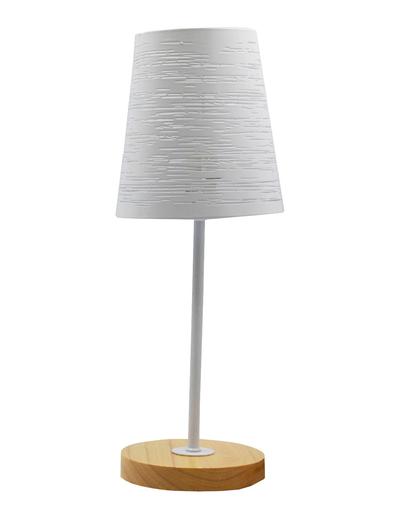 Lampa stołowa z metalowym ażurowym kloszem - biała