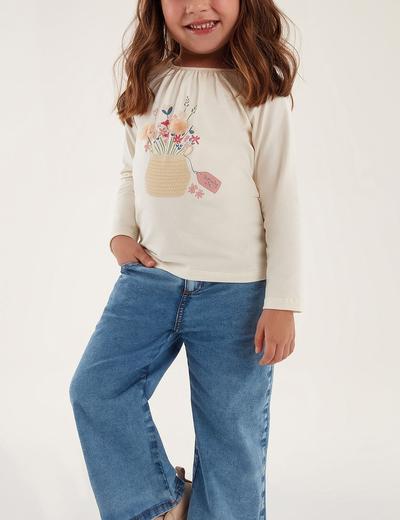 Kremowa bluzka dla dziewczynki z długim rękawem