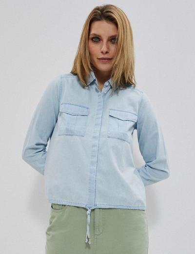 Koszula damska z kieszeniami - błękitna