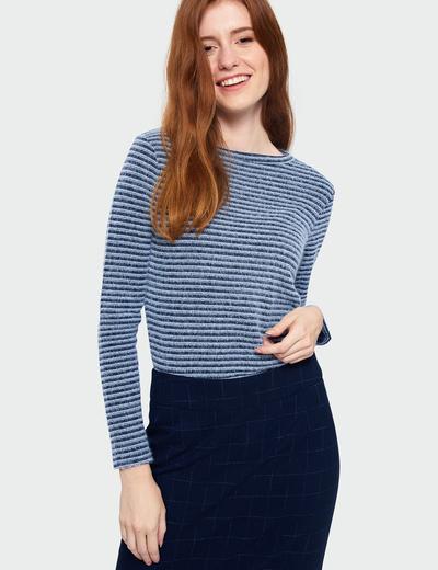 Sweter damski w poprzeczne paski- niebieski