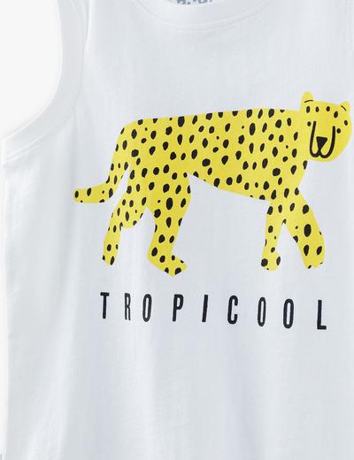 T-shirt chłopięcy ecru z tygrysem