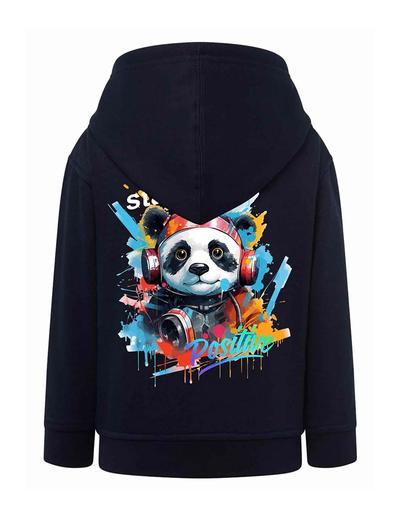 Chłopięca rozpinana bluza z kapturem Panda- granatowa
