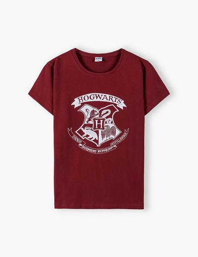 Bawełniany t-shirt damski Harry Potter - bordowy