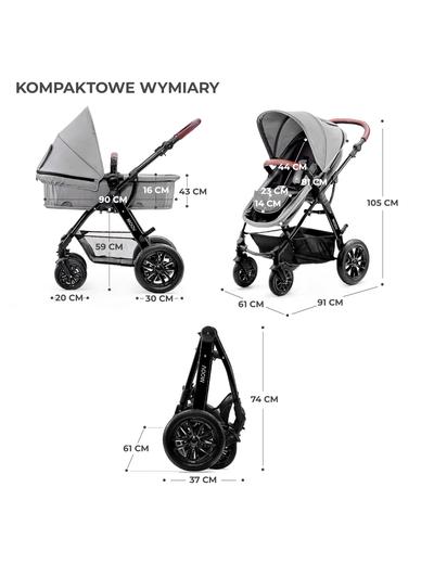 Kinderkraft wózek wielofunkcyjny MOOV 3IN1 MINK PRO GREY