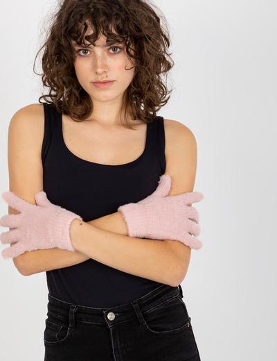 Jasnoróżowe damskie rękawiczki zimowe
