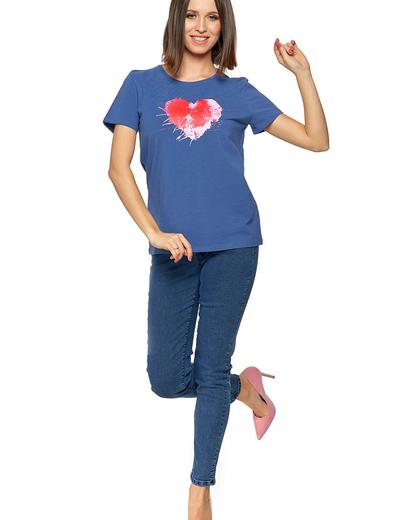 T-shirt damski niebieski z sercem