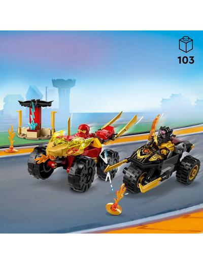Klocki LEGO Ninjago 71789 Bitwa samochodowo-motocyklowa między Kaiem a Rasem - 103 elementy, wiek 4 +