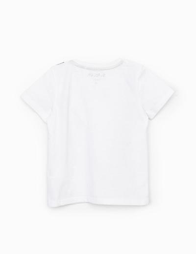 Biały t-shirt niemowlęcy z imitacją szelek